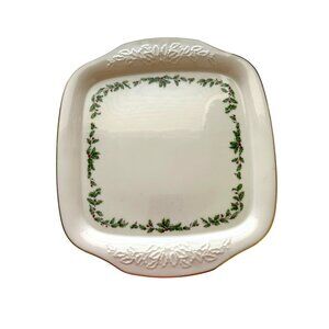 Lenox Holiday Square Server Hand Decorated With 24K Gold Trim